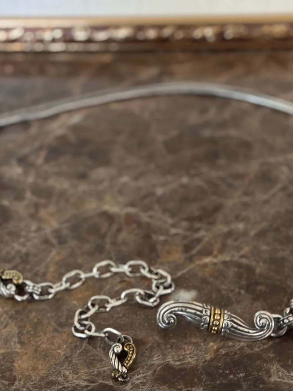 Vintage 90s Y2K Brighton Two-Tone Double Snake Chain Belt